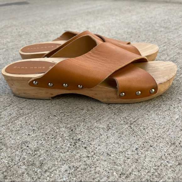 Zara Home Wooden Leather Sandals size 39 - Picture 7 of 8
